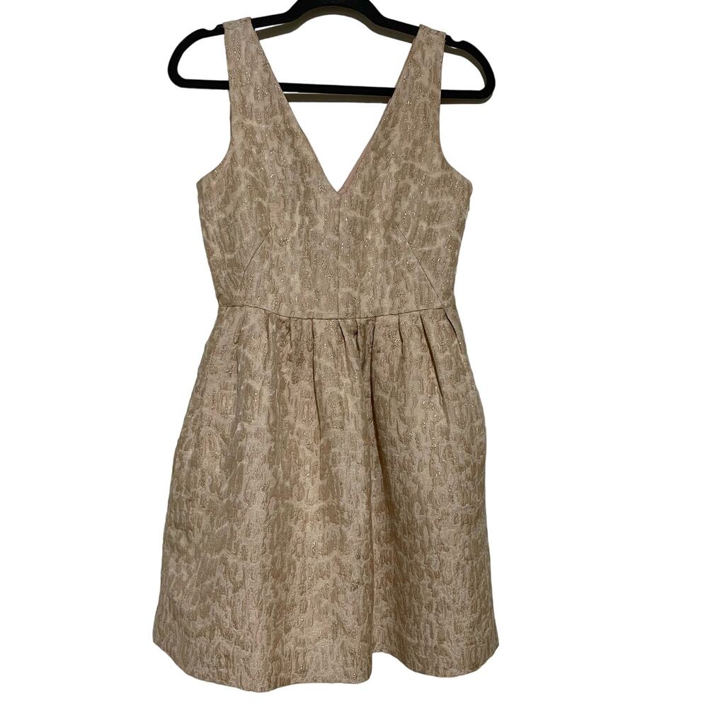 J. Crew Champange Pink Jacquard Mini Dress Pockets Sleeveless Formal Size 2
